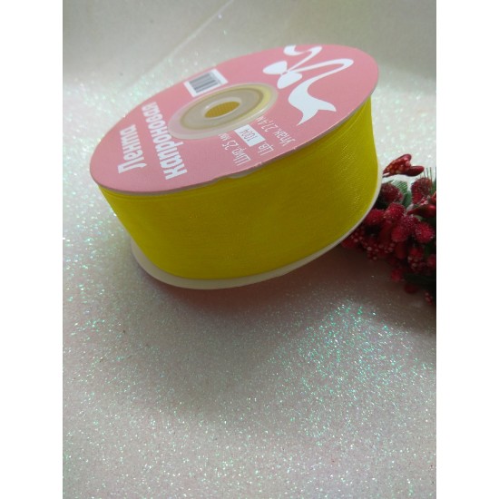 Лента органза 2,5 см (цв. желтый)